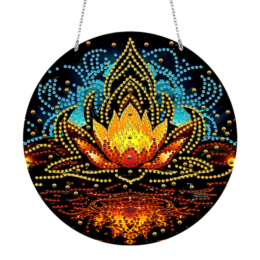 Suncatcher Double Sided Special Shape Crystal Painting Ornaments Lotus Power