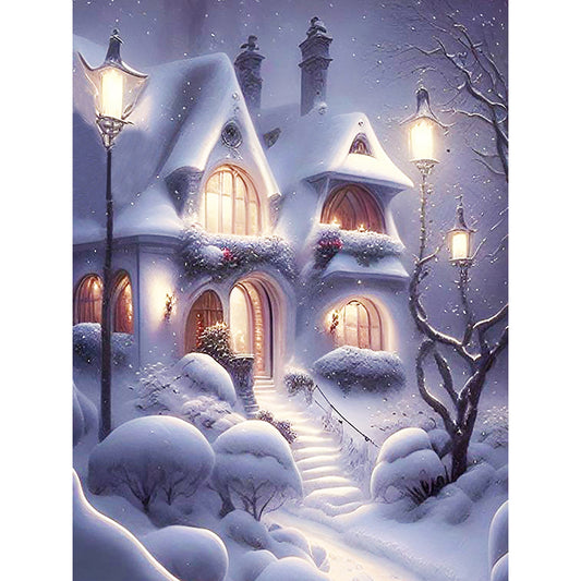 Diamond Painting - Full Round - Snowy night street scene (30*40CM)