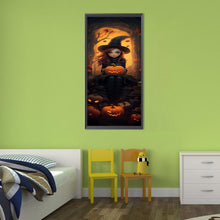 Load image into Gallery viewer, Diamond Painting - Full Round - Halloween little witch holding pumpkin (30*70CM)
