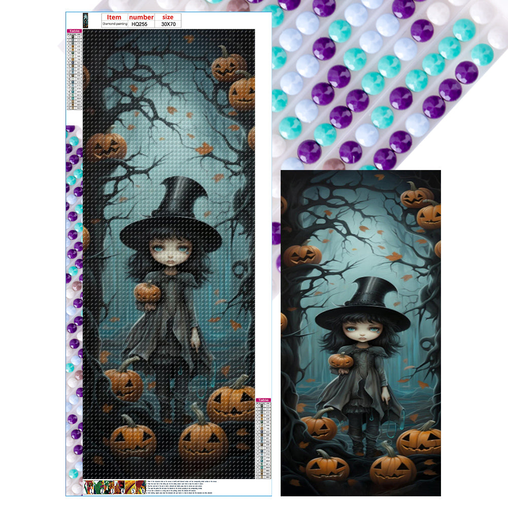 Diamond Painting - Full Round - Halloween forest little witch (30*70CM)