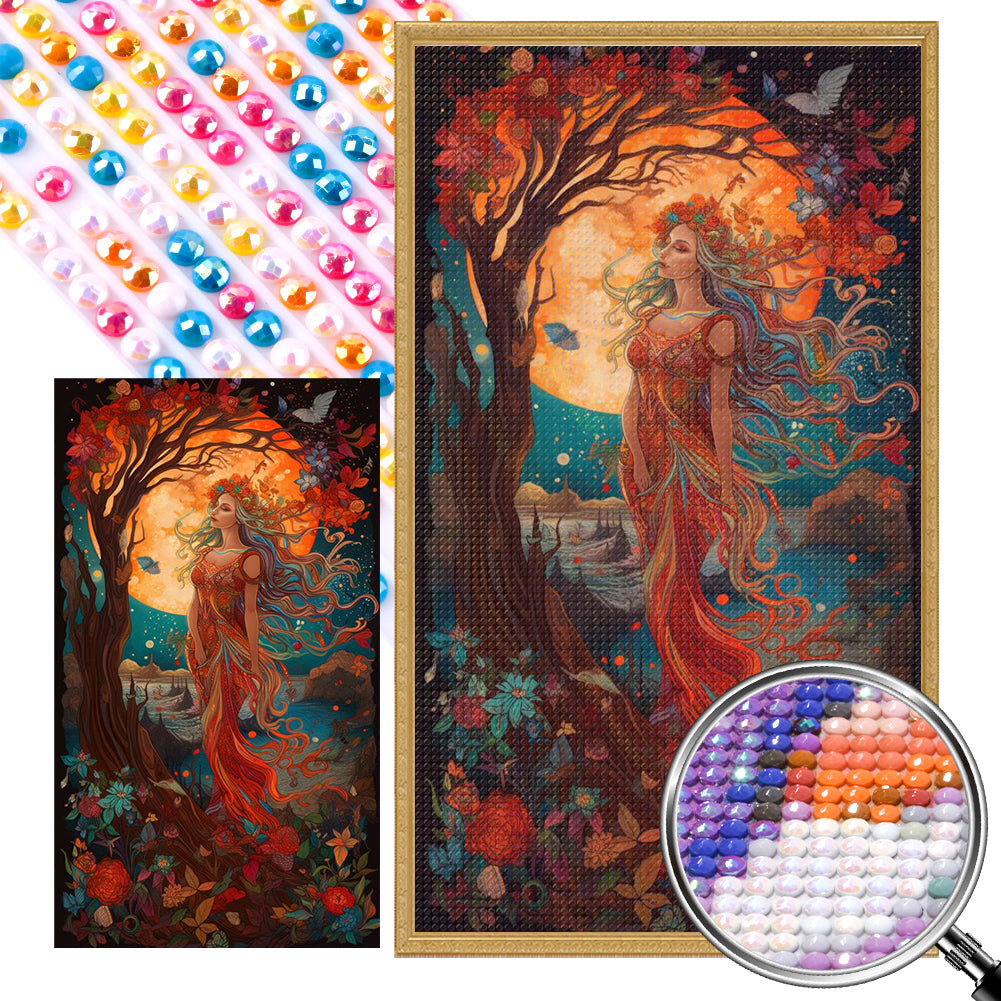 AB Diamond Painting - Full Round - Beauty under the moon (40*70CM)