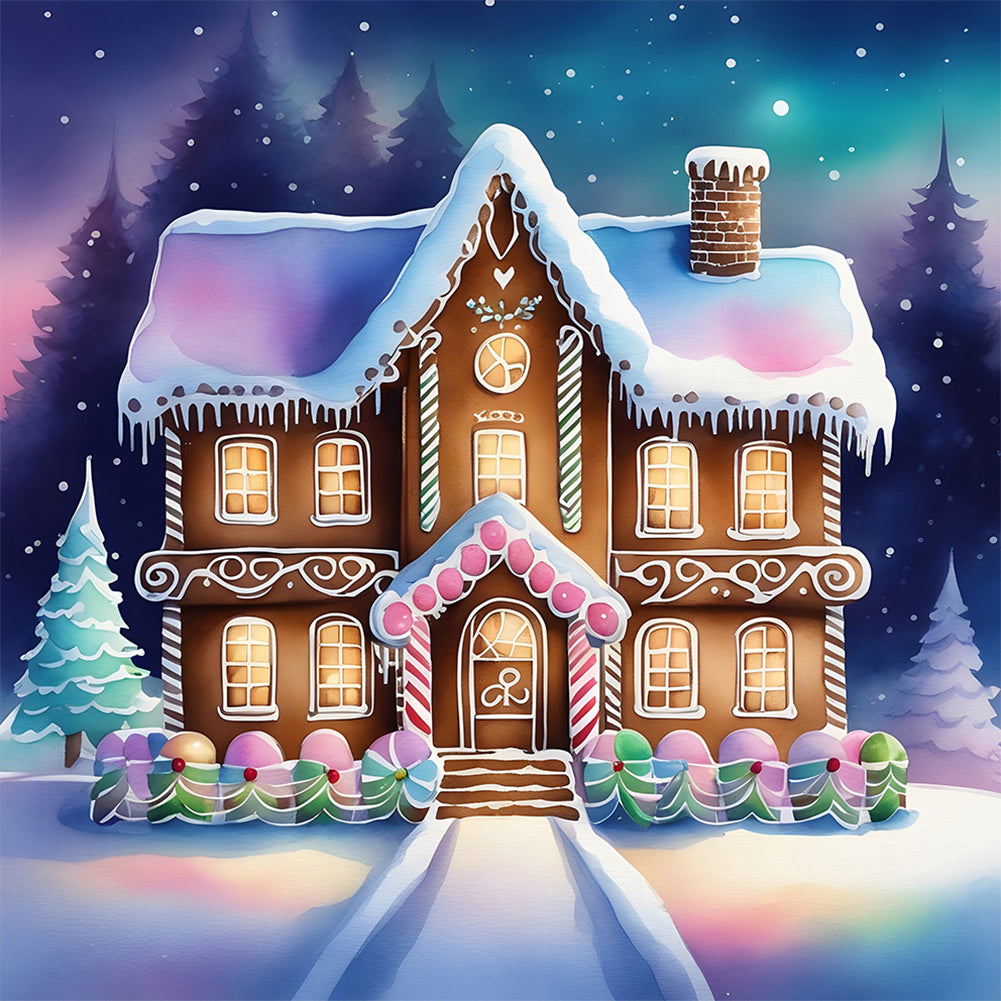 Diamond Painting - Full Round - snow cabin (30*30CM)
