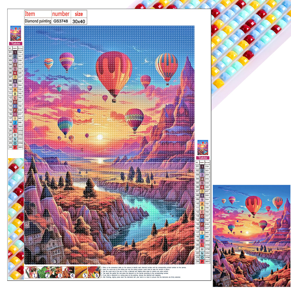 Diamond Painting - Full Square - Mountain hot air balloon (30*40CM)