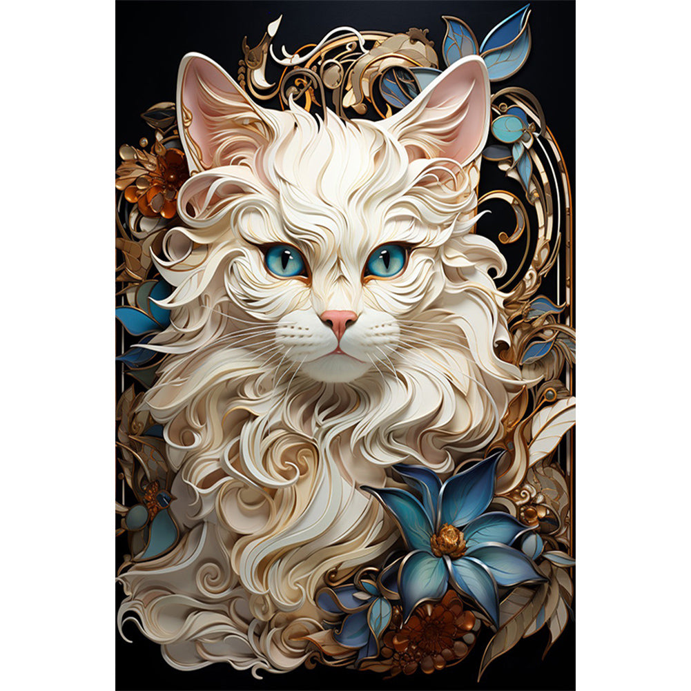 Diamond Painting - Full Round - white cat (40*60CM)