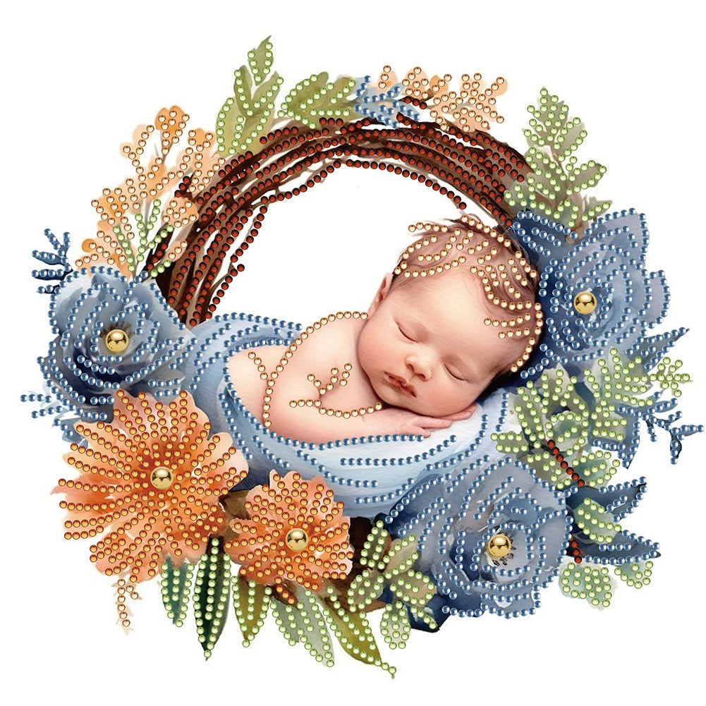 Diamond Painting - Partial Special Shaped - baby in garland (30*30CM)