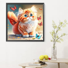 Load image into Gallery viewer, Diamond Painting - Full Round - butterfly and kitten (30*30CM)
