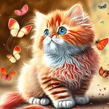 Load image into Gallery viewer, Diamond Painting - Full Round - butterfly and kitten (30*30CM)
