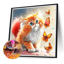 Load image into Gallery viewer, Diamond Painting - Full Round - butterfly and kitten (30*30CM)
