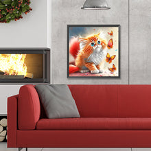 Load image into Gallery viewer, Diamond Painting - Full Round - butterfly and kitten (30*30CM)
