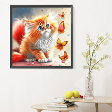 Load image into Gallery viewer, Diamond Painting - Full Round - butterfly and kitten (30*30CM)
