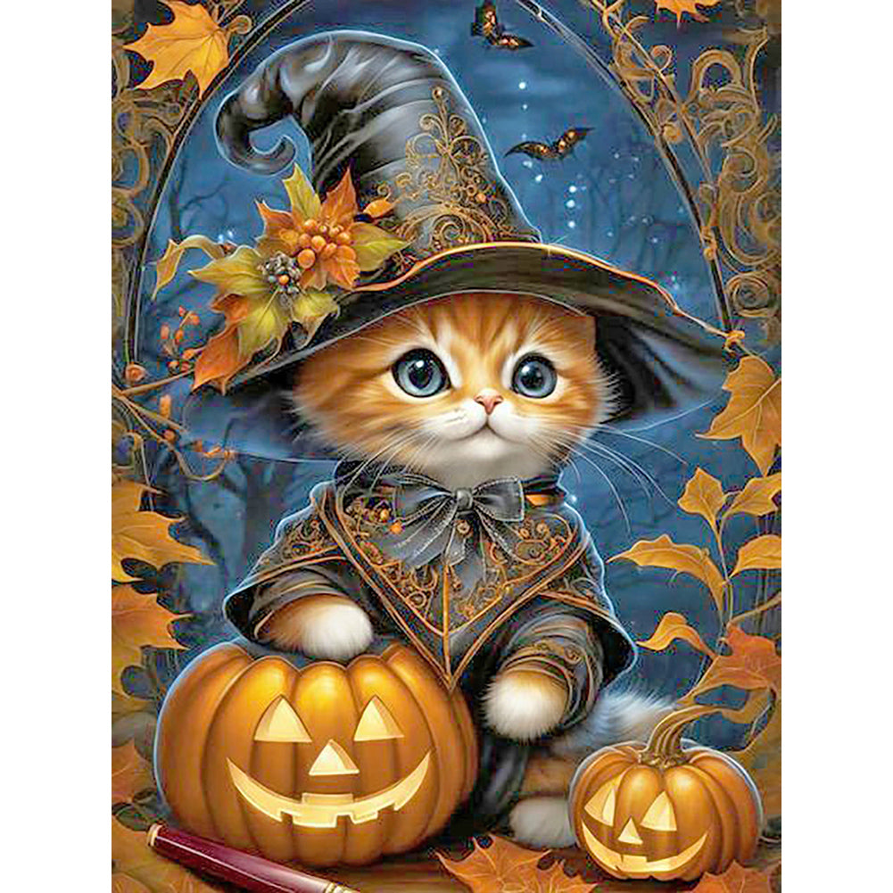 Diamond Painting - Full Round - halloween cats and dogs (30*40CM)