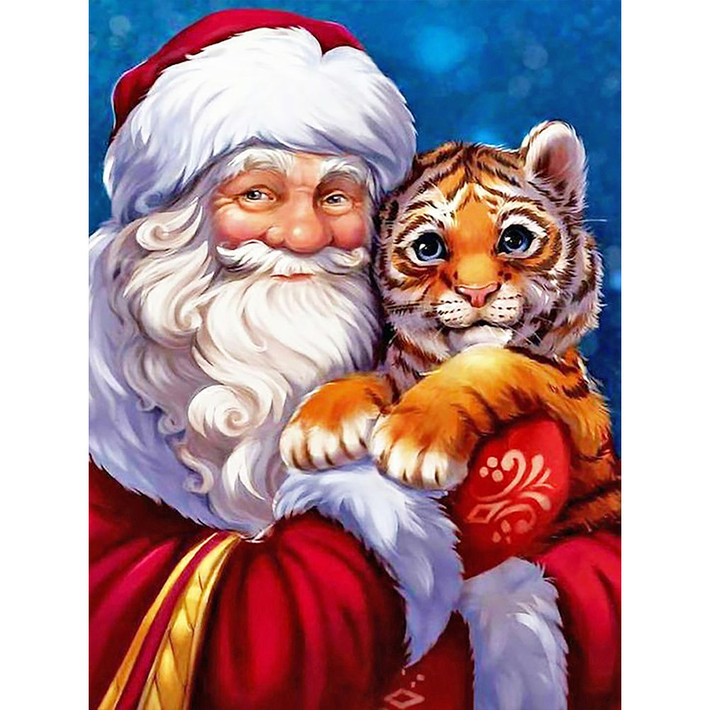 Diamond Painting - Full Round - Santa Claus and Little Tiger (30*40CM)