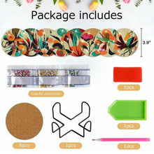 Load image into Gallery viewer, 8PCS Special Shape Diamond Painting DIY Coaster with Holder (Floral Plane)
