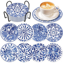 Load image into Gallery viewer, 8PCS Special Shape Diamond Painting DIY Coaster with Holder (Celadon)
