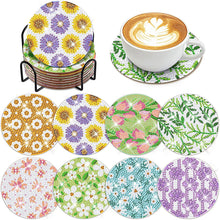 Load image into Gallery viewer, 8PCS Special Shape Diamond Painting DIY Coaster with Holder (Cute Flat Pattern)
