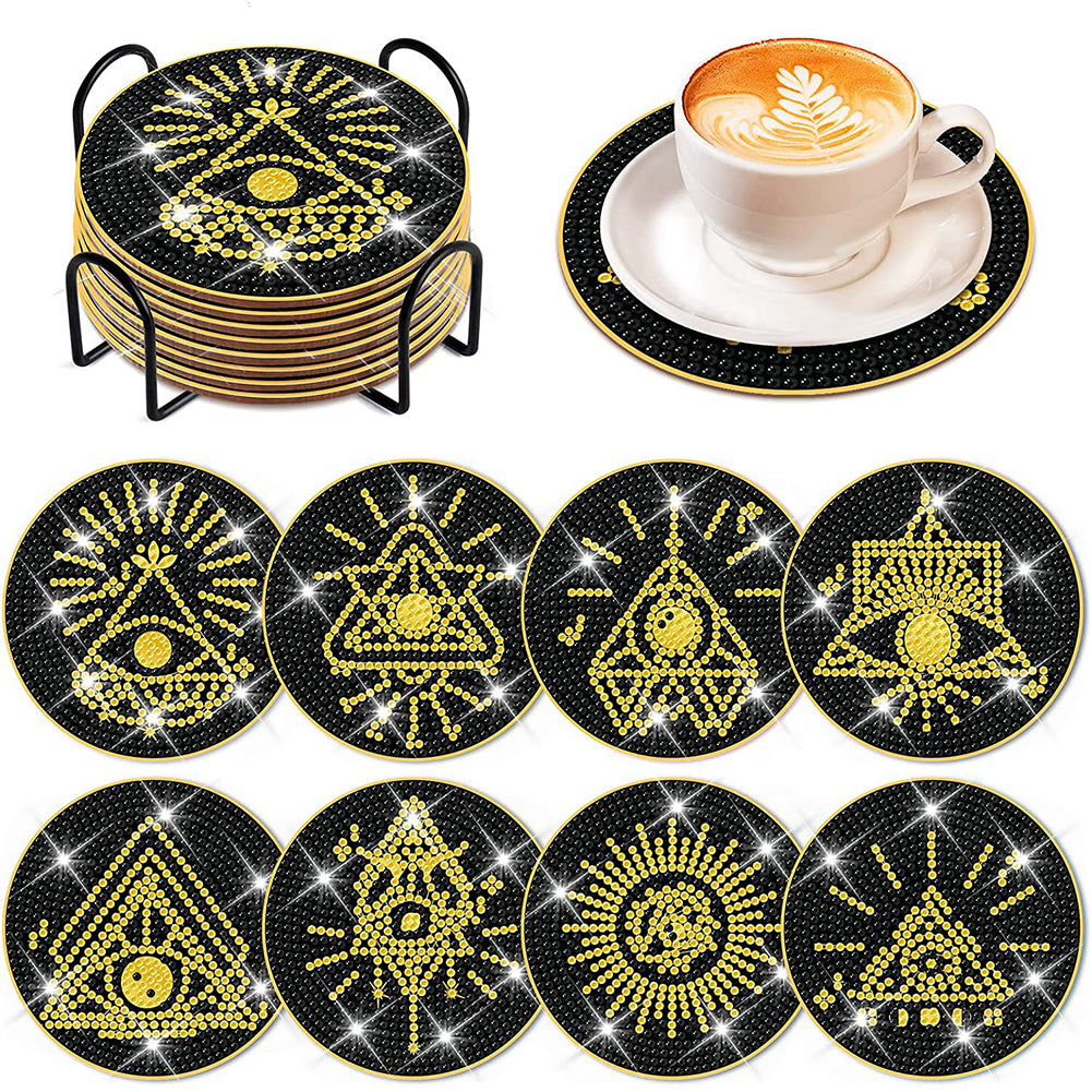 8PCS Special Shape Diamond Painting DIY Coaster with Holder (Occult)