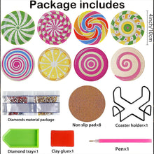 Load image into Gallery viewer, 8PCS Special Shape Diamond Painting DIY Coaster with Holder (Candy)
