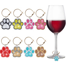 Load image into Gallery viewer, 8PCS Diamond Painting Hanging Decor Dog Paw Diamond Wine Glass Charms Expression
