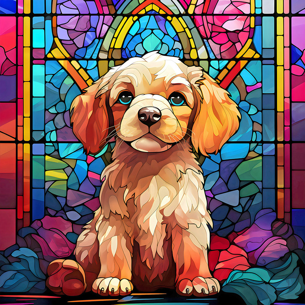 Diamond Painting - Full Round - puppy glass art (30*30CM)