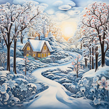Load image into Gallery viewer, Diamond Painting - Full Round - winter snow house (30*30CM)
