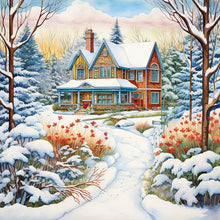 Load image into Gallery viewer, Diamond Painting - Full Round - winter snow house (30*30CM)
