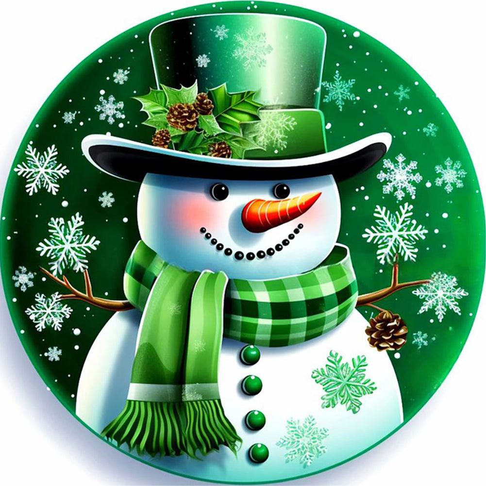 Diamond Painting - Full Round - Round sign Christmas snowman (30*30CM)