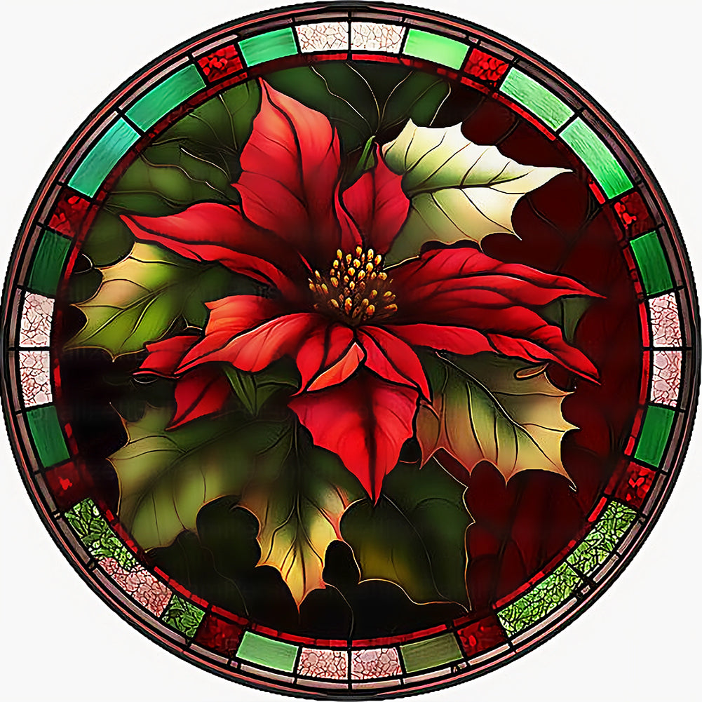 Diamond Painting - Full Round - round brand christmas poinsettia (30*30CM)