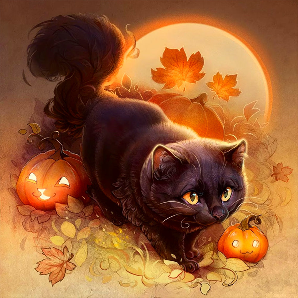 Diamond Painting - Full Round - pumpkin cat (30*30CM)