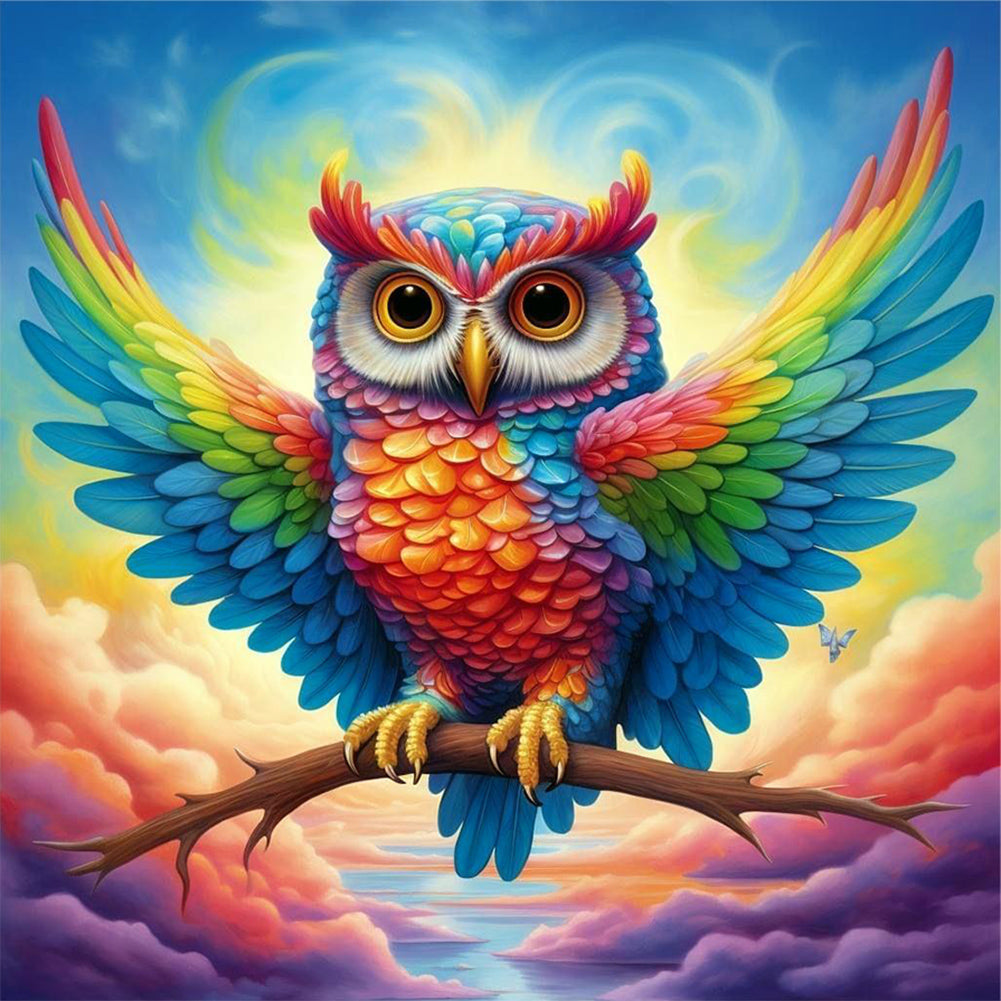 Diamond Painting - Full Round - Colorful owl (30*30CM)