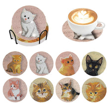 Load image into Gallery viewer, 8PCS Special Shape Diamond Painting Art Coaster Kit with Holder (Cute Kitten)
