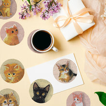 Load image into Gallery viewer, 8PCS Special Shape Diamond Painting Art Coaster Kit with Holder (Cute Kitten)
