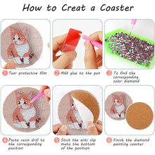 Load image into Gallery viewer, 8PCS Special Shape Diamond Painting Art Coaster Kit with Holder (Cute Kitten)
