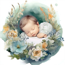Load image into Gallery viewer, Diamond Painting - Full Round - baby in garland (30*30CM)
