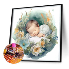 Load image into Gallery viewer, Diamond Painting - Full Round - baby in garland (30*30CM)
