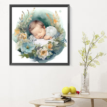 Load image into Gallery viewer, Diamond Painting - Full Round - baby in garland (30*30CM)
