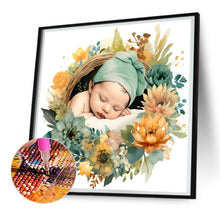 Load image into Gallery viewer, Diamond Painting - Full Round - baby in garland (30*30CM)
