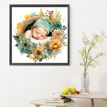 Load image into Gallery viewer, Diamond Painting - Full Round - baby in garland (30*30CM)
