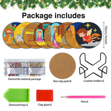 Load image into Gallery viewer, 6PCS Special Shape Diamond Painting Art Coaster Kit with Holder Birth of Jesus
