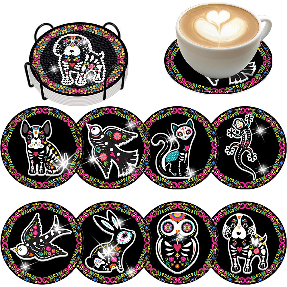 8PCS Special Shape Diamond Painting Art Coaster Kit Mexican Style (#1)