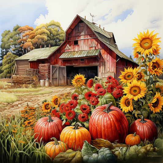 Diamond Painting - Full Round - Harvest Farm (30*30CM)