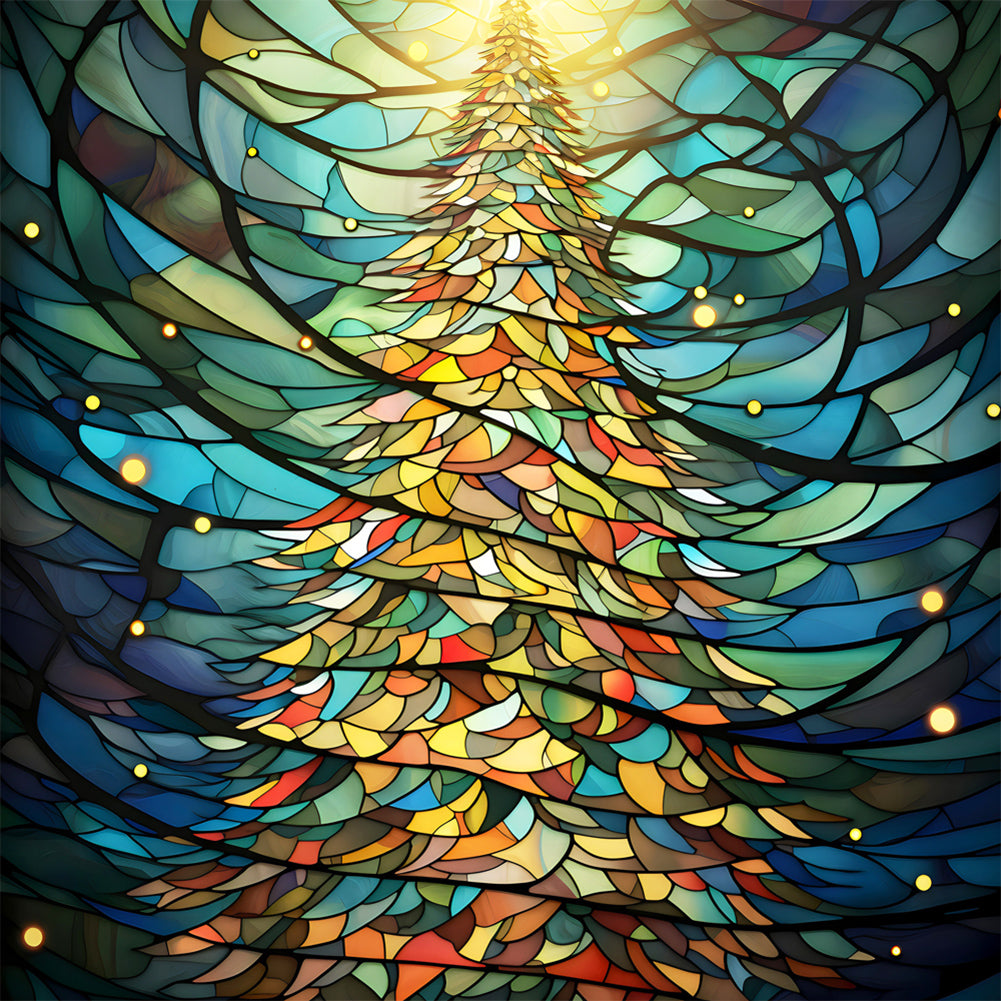 Diamond Painting - Full Round - Christmas tree glass art (30*30CM)