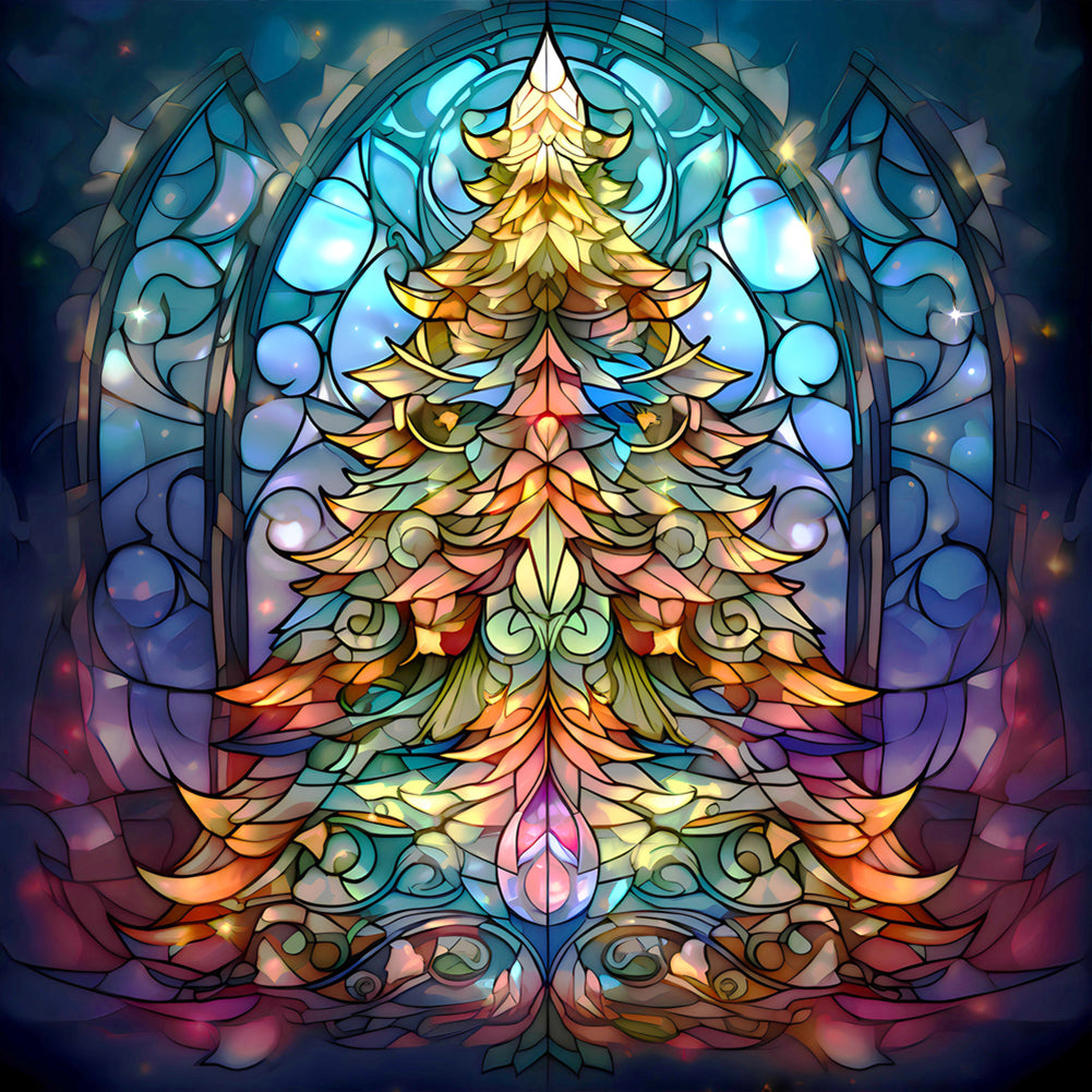 Diamond Painting - Full Round - Christmas tree glass art (30*30CM)