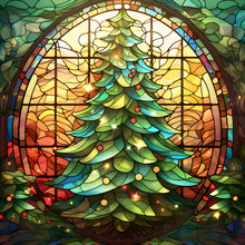 Load image into Gallery viewer, Diamond Painting - Full Round - Christmas tree glass art (30*30CM)
