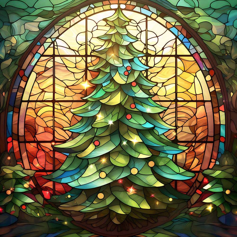 Diamond Painting - Full Round - Christmas tree glass art (30*30CM)