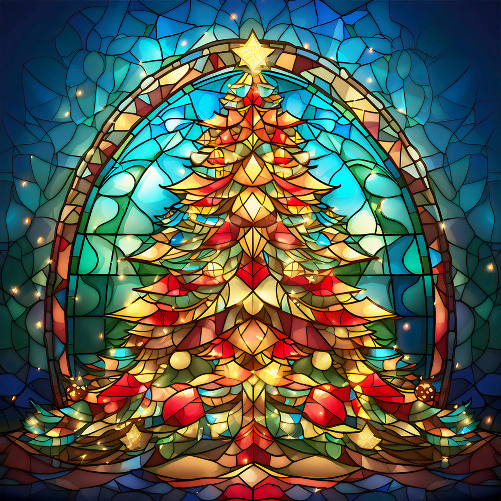 Diamond Painting - Full Round - Christmas tree glass art (30*30CM)