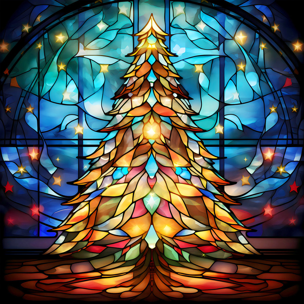 Diamond Painting - Full Round - Christmas tree glass art (30*30CM)