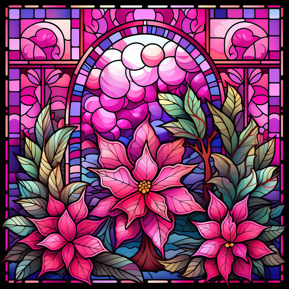Diamond Painting - Full Round - Pink Christmas Glass Art (30*30CM)