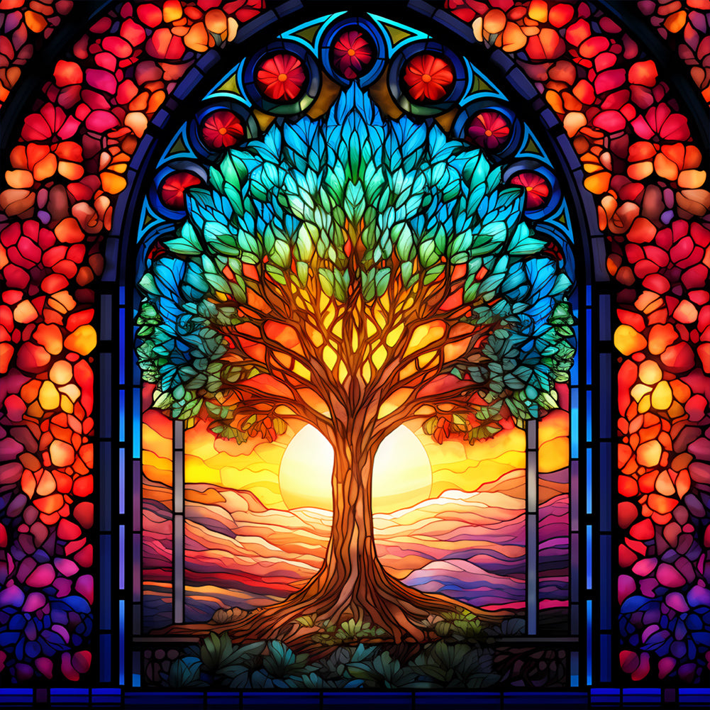 Diamond Painting - Full Round - tree of life glass art (30*30CM)