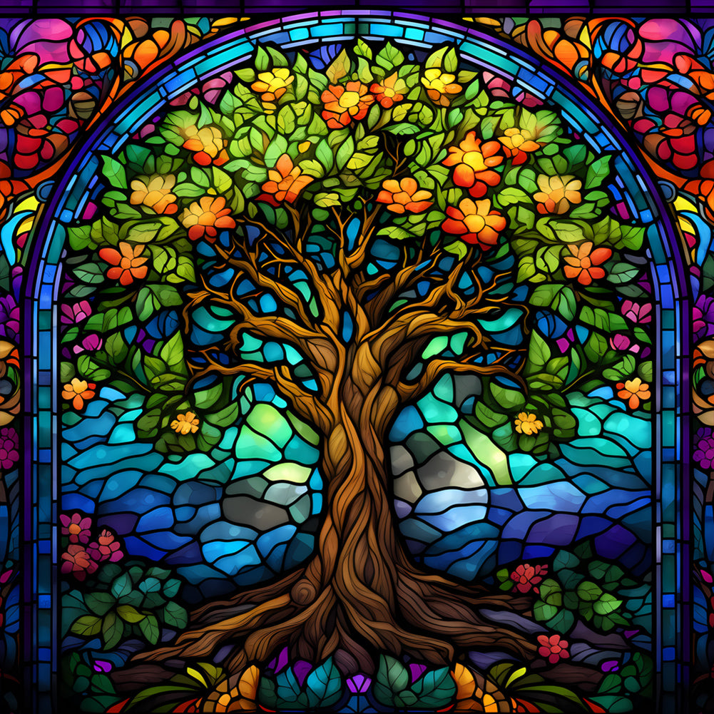 Diamond Painting - Full Round - tree of life glass art (30*30CM)