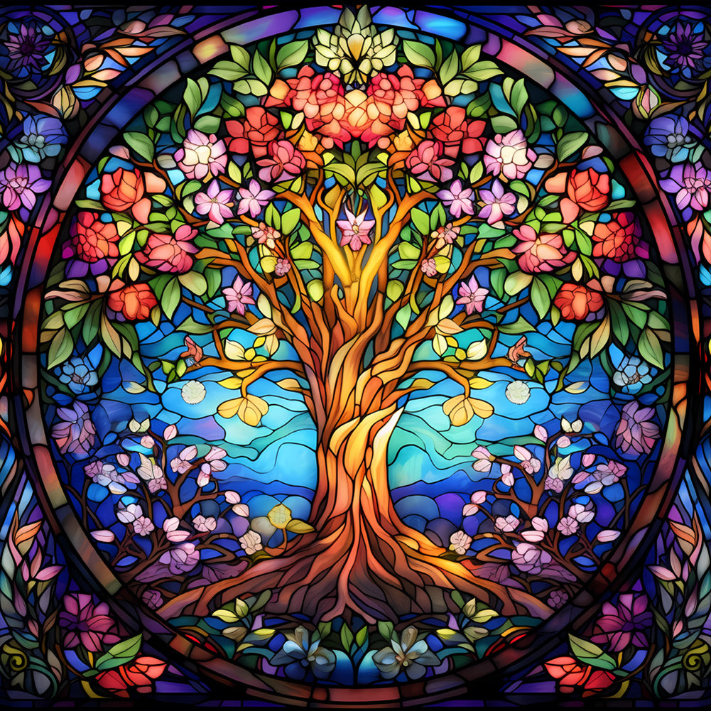 Diamond Painting - Full Round - tree of life glass art (30*30CM)